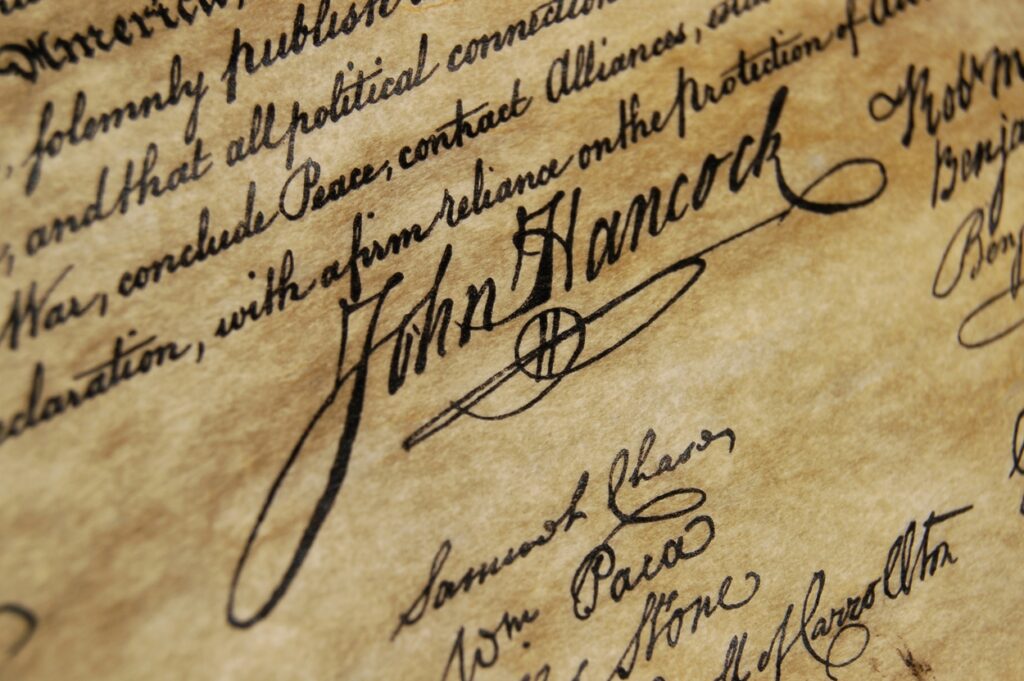 John Hancocks Unterschrift - Unabhängigkeit der USA